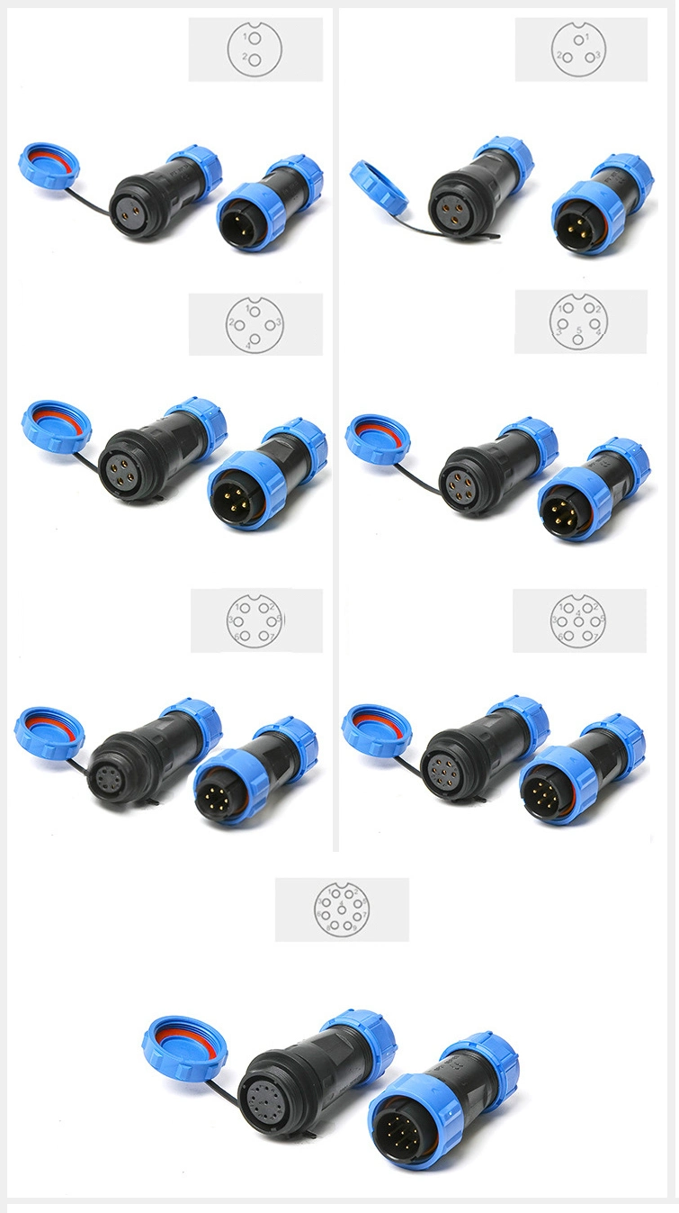 Yxy 2 3 4 5 6 7 9 Pin IP68 Waterproof Power Cable Wire Connector Sp13 Cable Electric Terminal Cable Automotive Connector